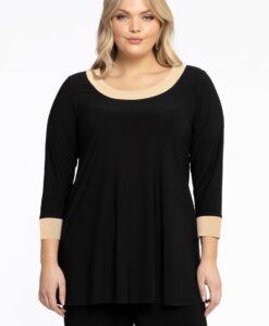 Yoek Tuniek Flare Contrast Lines | Zwart | Maat 46/48