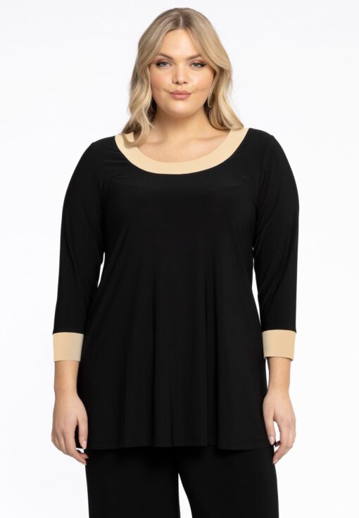 Yoek Tuniek Flare Contrast Lines | Zwart | Maat 46/48