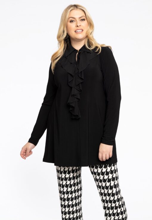 Yoek Tuniek met ruches | Zwart | Maat 58/60