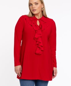 Yoek Tuniek met ruches | Rood | Maat 38/40