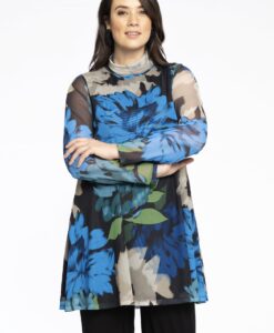 Yoek Tuniek Wide Bottom met col | Blauw | Maat 38/40