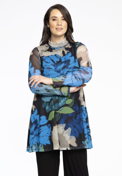 Yoek Tuniek Wide Bottom met col | Blauw | Maat 38/40