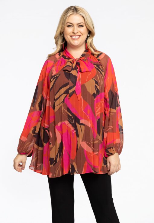 Yoek Tuniek Plissee met strik EVI | Roze | Maat 58/60