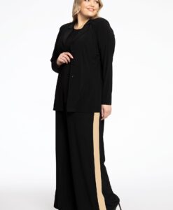 Yoek Wijde broek Contrast Lines | Zwart | Maat 42/44