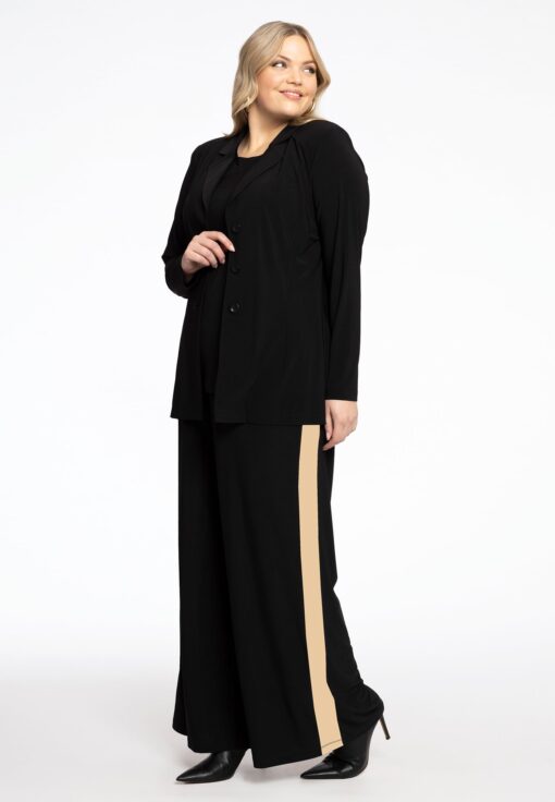 Yoek Wijde broek Contrast Lines | Zwart | Maat 42/44