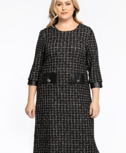 Yoek Jurk Frontpocket RAFFIA | Zwart | Maat 50/52
