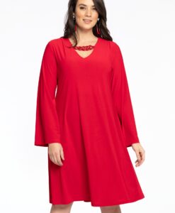 Yoek Jurk A-lijn met ketting | Rood | Maat 50/52