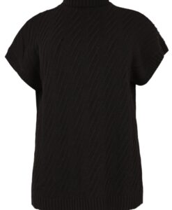 Yoek Vest mouwloos met col CABLE | Zwart | Maat 54/56