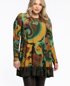 Yoek Tuniek met ruches MAUDE | Groen | Maat 42/44