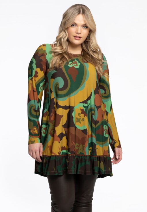 Yoek Tuniek met ruches MAUDE | Groen | Maat 42/44