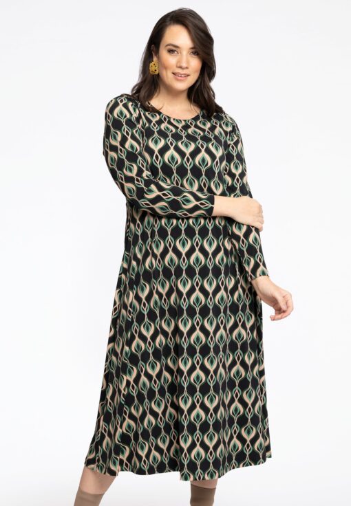Yoek Wijde jurk JADE | Zwart | Maat 42/44