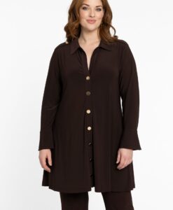 Yoek Tuniek wide bottom buttoned | Bruin | Maat 46/48