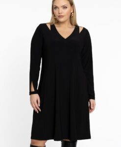 Yoek Jurk A-lijn met cutouts | Zwart | Maat 54/56