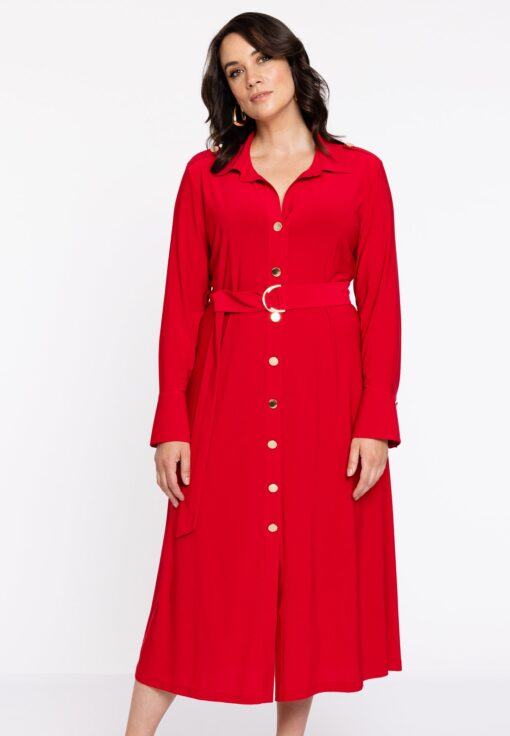 Yoek Jurk met knopen lang | Rood | Maat 42/44