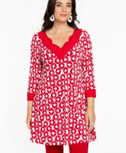 Yoek Tuniek wide bottom PENELOPE | Rood | Maat 42/44
