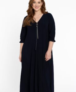 Yoek Jurk swing gesmokte mouw | Blauw | Maat 38/40