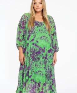 Yoek Jurk plisse FIERCE | Groen | Maat 46/48