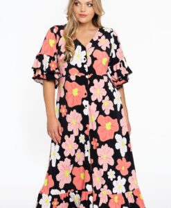 Yoek Jurk met knopen HIBISCUS | Zwart | Maat 46/48