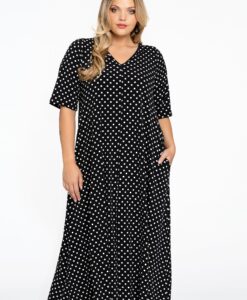 Yoek Jurk swing DOTS | Zwart | Maat 42/44
