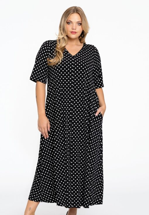 Yoek Jurk swing DOTS | Zwart | Maat 42/44