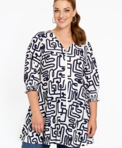 Yoek Tuniek wide bottom ziptape MAZE | Wit | Maat 38/40