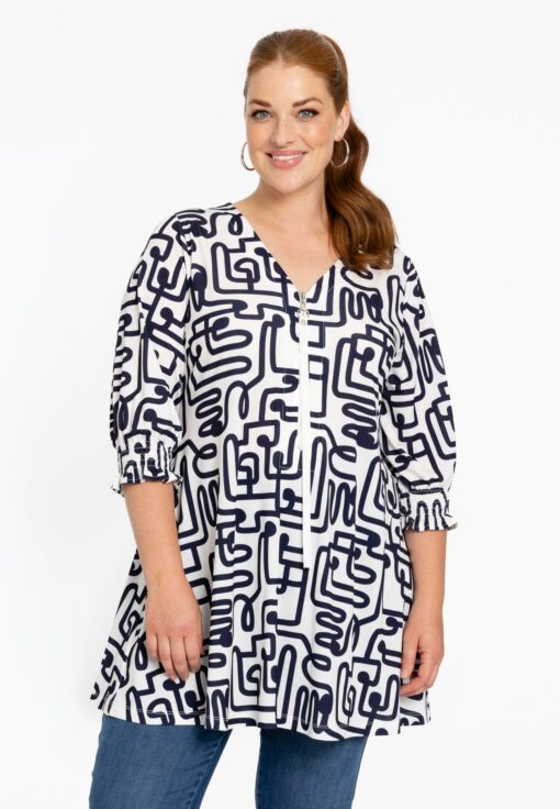 Yoek Tuniek wide bottom ziptape MAZE | Wit | Maat 38/40