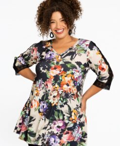 Yoek Tuniek wide bottom BOUQUET | Bruin | Maat 46/48
