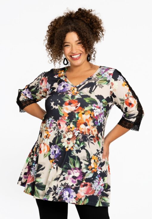 Yoek Tuniek wide bottom BOUQUET | Bruin | Maat 46/48