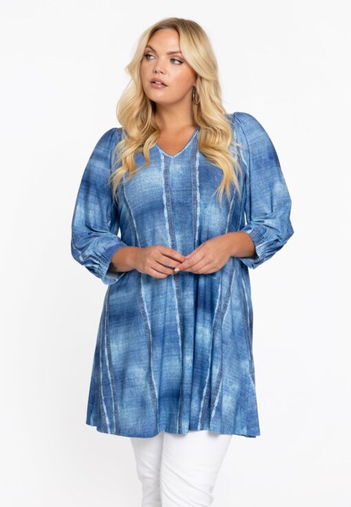 Yoek Tuniek wide bottom FRAYED | Blauw | Maat 46/48