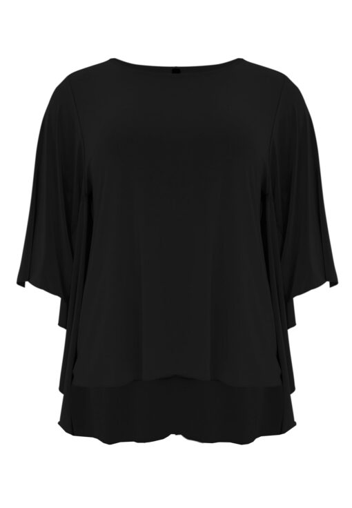 Yoek Tuniek met cape | Zwart | Maat 46/48