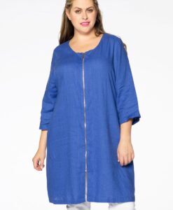 Yoek Blouse-jasje rits linnen | Licht Blauw | Maat 46/48