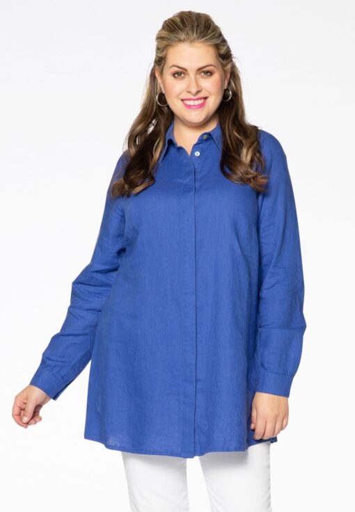 Yoek Overhemdblouse linnen | Licht Blauw | Maat 38/40