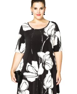 Yoek Tuniek wide bottom ANNABEL | Zwart | Maat 38/40