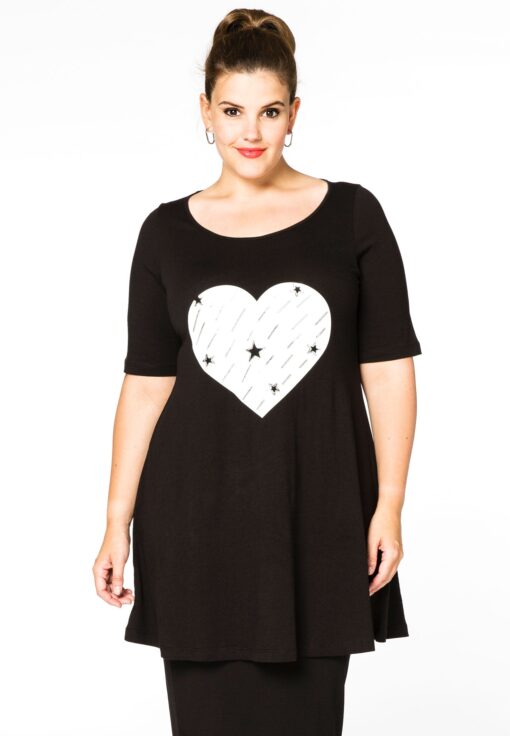 Yoek Tunic wide bot HEART | Zwart | Maat 58/60