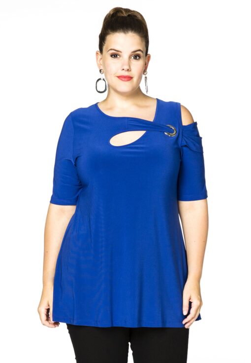 Yoek Tunic flare asymmetric | Blauw | Maat 54/56