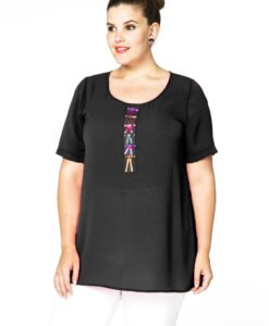 Yoek Tunic little bows | Zwart | Maat 38/40