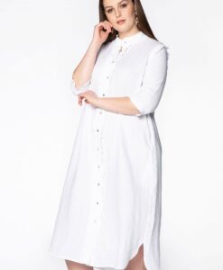 Yoek Blouse long ruffled | Wit | Maat 54/56