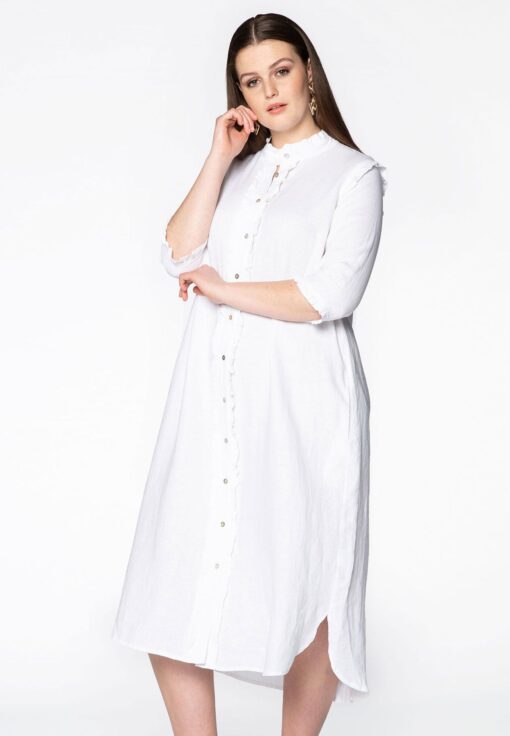 Yoek Blouse long ruffled | Wit | Maat 54/56