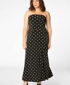 Yoek Dress strapless DOTS | Zwart | Maat 46/48