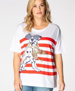 Yoek Wijd shirt fashion dog | Wit | Maat 46/48