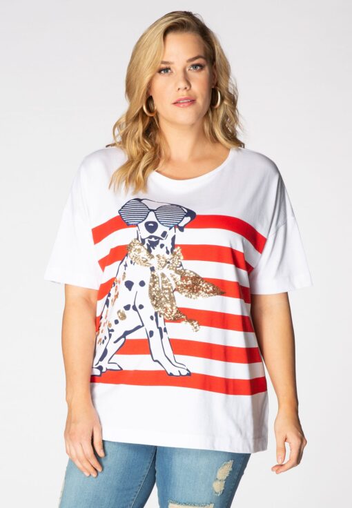 Yoek Wijd shirt fashion dog | Wit | Maat 46/48