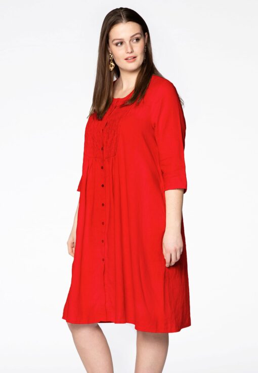 Yoek Dress embroidered | Rood | Maat 38/40