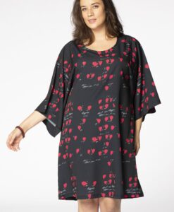 Yoek Jurk wijde mouwen HEART | Zwart | Maat 46/48