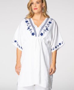 Yoek Blouse embroidered | Wit | Maat 38/40
