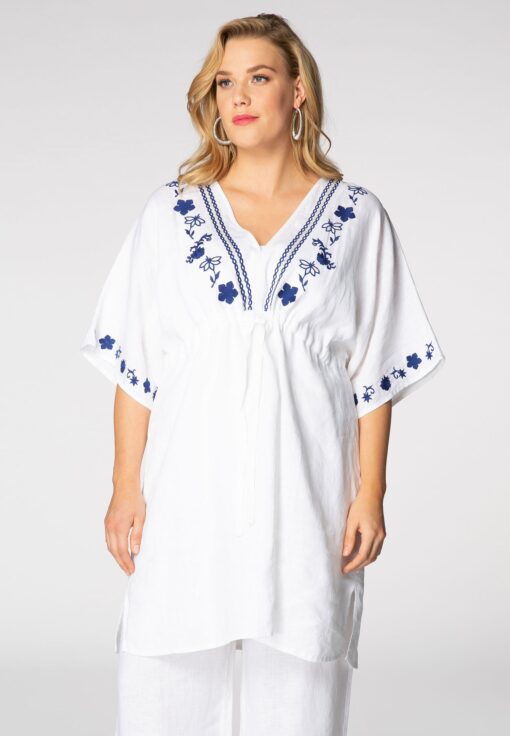 Yoek Blouse embroidered | Wit | Maat 38/40
