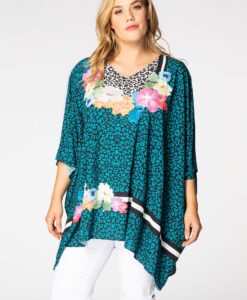 Yoek Kaftan LEO FLOWER | Blauw | Maat 38/40
