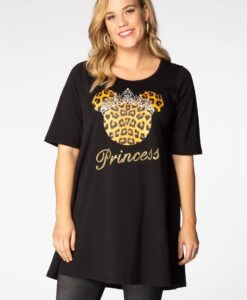 Yoek Tunic wide bottom Princess | Zwart | Maat 46/48