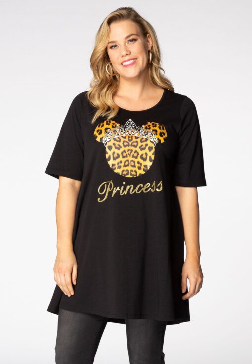 Yoek Tunic wide bottom Princess | Zwart | Maat 46/48