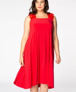 Yoek Jurk met bloemen | Rood | Maat 42/44