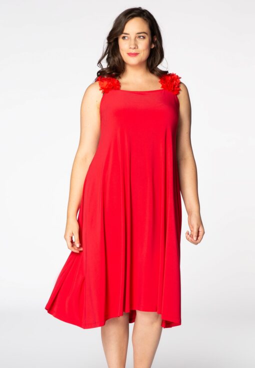 Yoek Jurk met bloemen | Rood | Maat 42/44